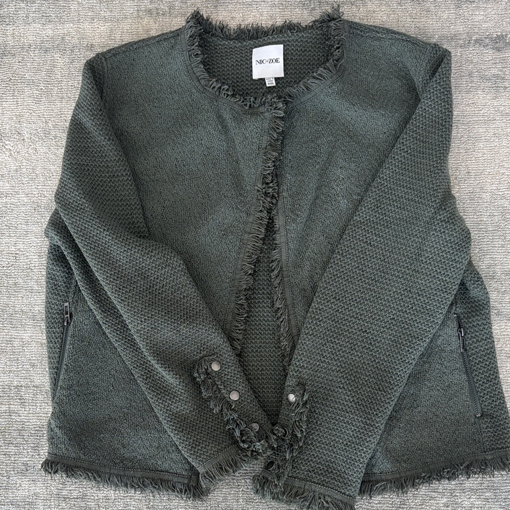 NIC+ZOE Textured Dark Green Blazer